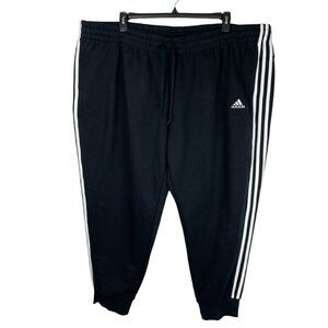 Adidas Pants Womens 4X Black White Striped Cropped Jogger Gym Workout Athletic